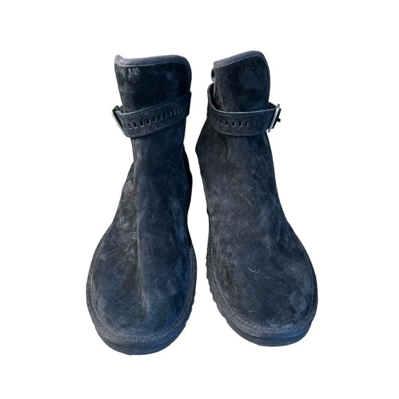 Ugg Pure Leni Boots Size 7 Leather Suede 1005387 Buckle Strap Ankle Wool Sole - Picture 8 of 11